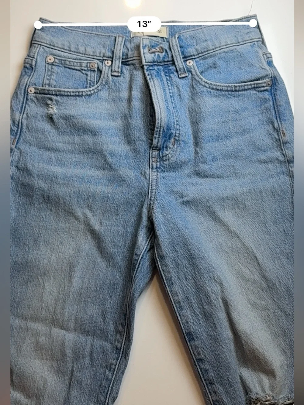 Madewell Jeans Perfect Vintage Straight Jean Light Wash Distress Raw Hem Size 26
